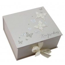 Juliana Wings of Love Wedding Keepsake Box with Silver Butterflies 